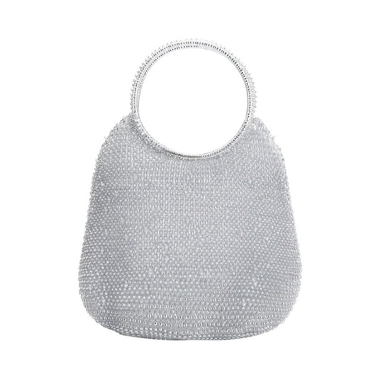 Tiffany Crochet Jelly Top Handle Bag- SILVER