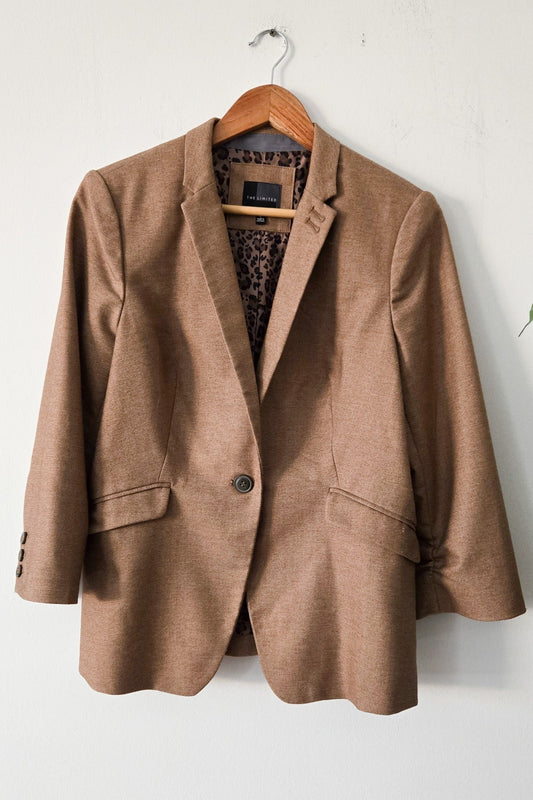 THE LIMITED BROWN BLAZER LEOPARD PRINT LINING SIZE LARGE